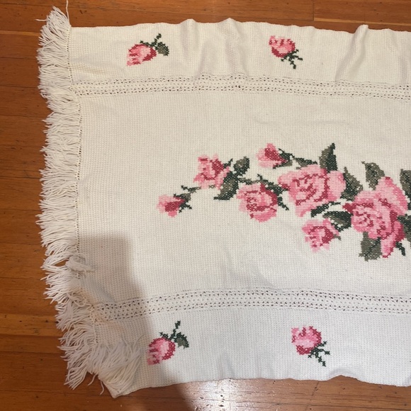 vintage afgan granny blanket roses - Picture 2 of 5